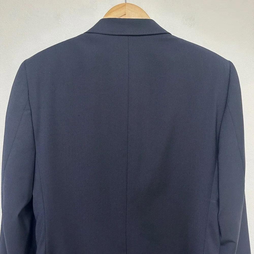 Lacoste Sport Coat Mens Medium 40 Navy Blue Wool Blend Pick Stitch Blazer Preppy